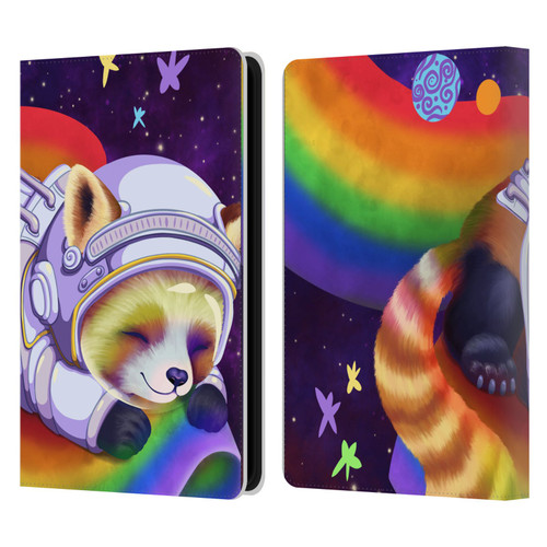 Carla Morrow Rainbow Animals Red Panda Sleeping Leather Book Wallet Case Cover For Amazon Kindle Paperwhite 5 (2021)